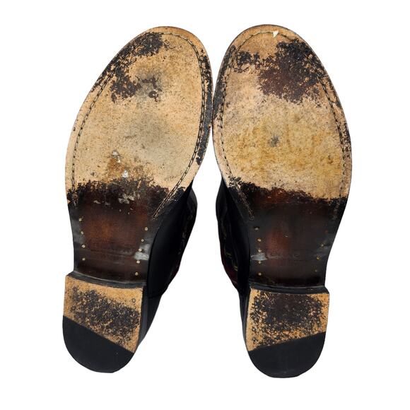 Coach Boots Womens 8.5 Black Red Plaid Tartan Leather Knee High Heeled Knee High - Picture 12 of 12